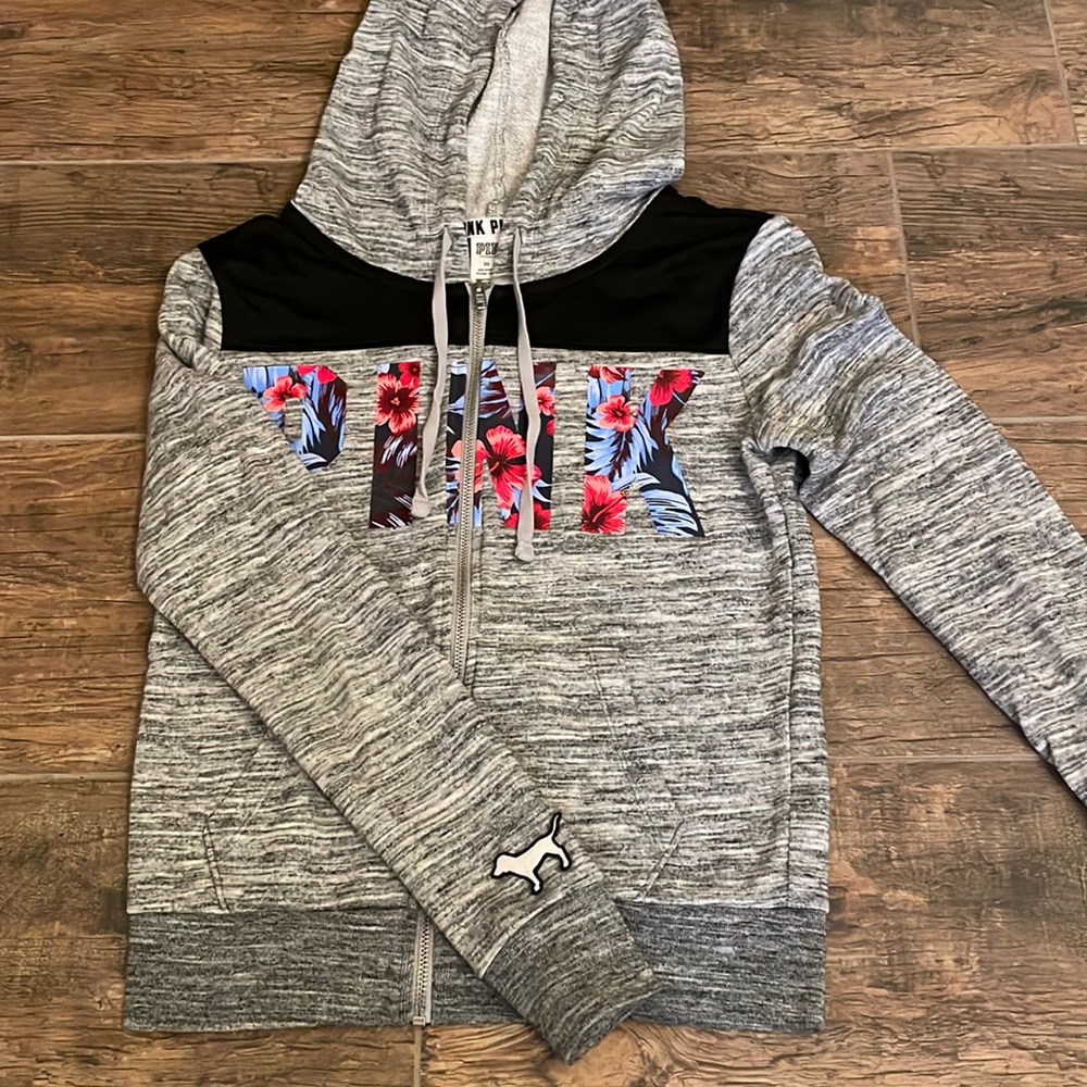 PINK Gray Floral Jacket